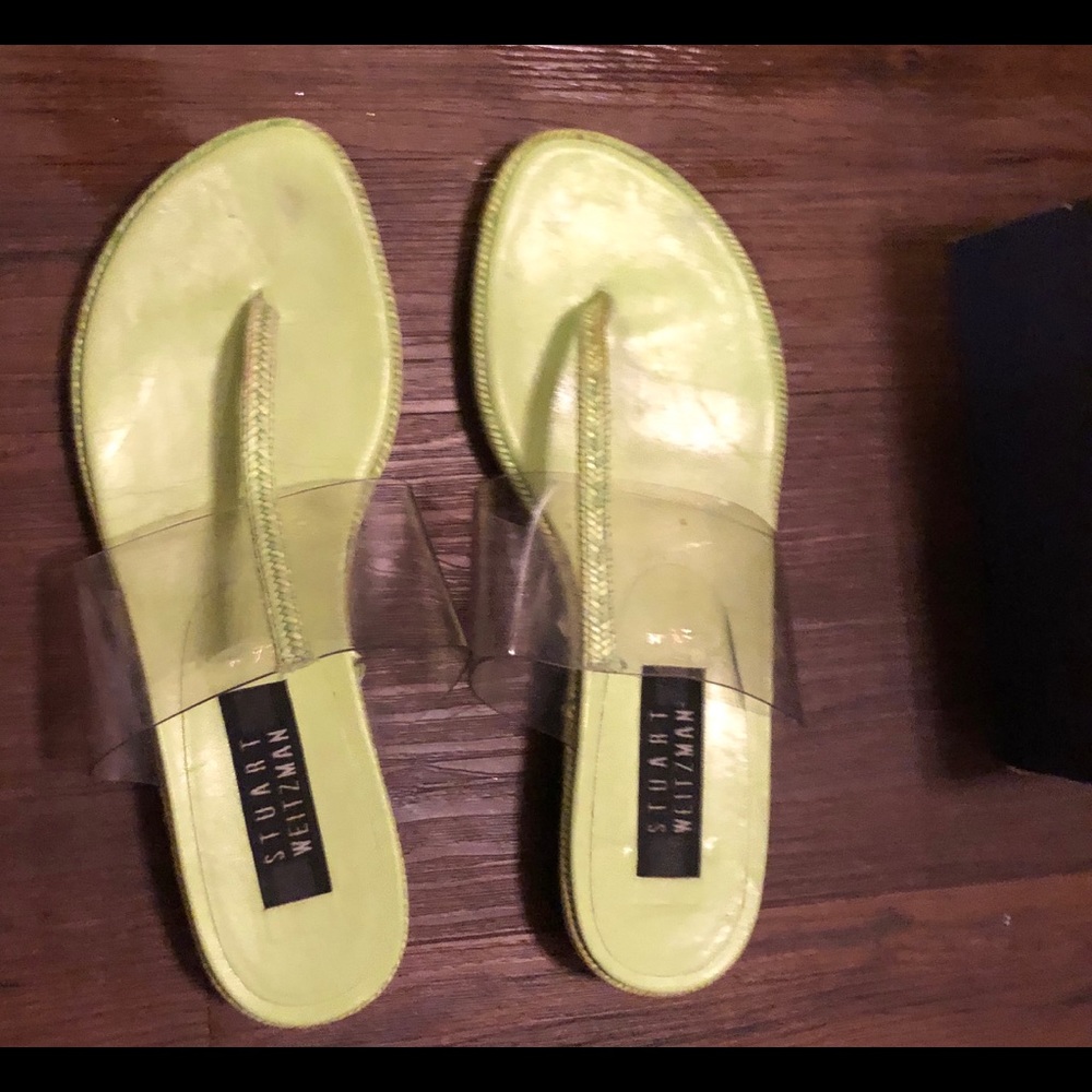 Stuart Weitzman  Vintage Clear T Strap Thong Sandals 6.5